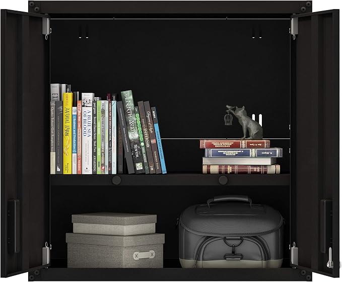 for Home Ready-to-Assemble Wall Steel Cabinet with Two Doors (Black)