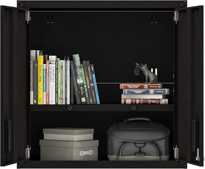 for Home Ready-to-Assemble Wall Steel Cabinet with Two Doors (Black)
