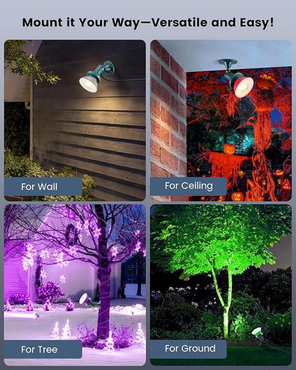 SURAIELEC Outdoor Flood Light Holder, Waterproof LED Spot Lights with Wall Mount Base, Plug in Spotlight for Yard, Trees Decor, Fits PAR38 Bulbs, 6 FT Extension Cord, ETL Listed, 2 Pack