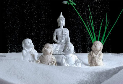 Carefree Fish Buddha Statue Minimalist Sandstone Decoration Buda Decor Bring Home a Ray of Sunshine 4Inch