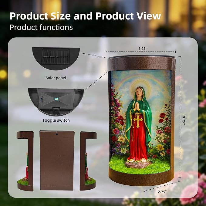 Virgin Mary Statue Solar Landscape Light,Color-Changing LED,Color-Changing LED Light, Waterproof,Outdoor Garden Decoration,Automatic Light-Sensing Design