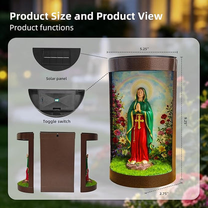 Virgin Mary Statue Solar Landscape Light,Color-Changing LED,Color-Changing LED Light, Waterproof,Outdoor Garden Decoration,Automatic Light-Sensing Design