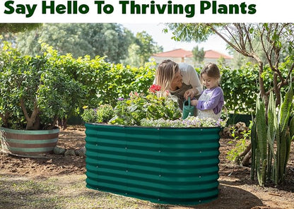 Plant & Plot Galvanized Raised Garden Beds Outdoor // 4×2×2 ft Planter Raised Beds for Gardening, Vegetables, Flowers // Large Metal Garden Box (Dark Green) // Patented Tool-Free Design