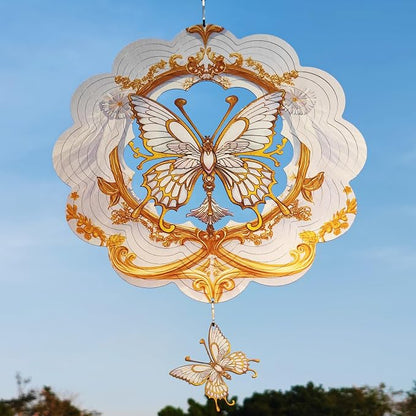 DJUAN Butterfly Stainless Steel Wind Spinners- Butterfly Gifts for Women Mom Grandma Wife, 12 inch Hanging Wind Spinner for Yard Garden Outdoor Decor,Birthday Gift for Mother's Day Christmas