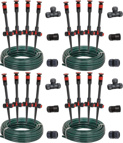 Eden 98063 Multi-Adjustable Flex Design Above Ground Irrigation Garden Sprinkler System,Sprinkler & Hose,DIY Plant Watering Set,(Pack of 4)