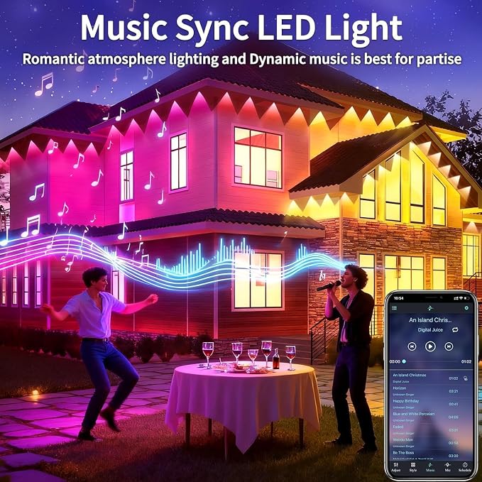 200Ft Permanent Outdoor Lights for House Waterproof, IP67 LED Eave Lights with App/Remote Control, Outdoor Permanent led Lighting for House Roof Decor,Christmas,Party,All Holiday and Daily