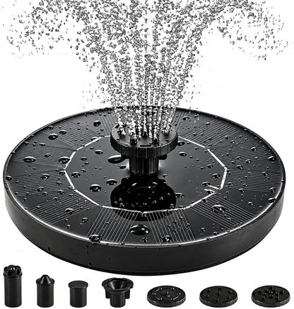 1.4W Solar Bird Bath Fountain Pump, Solar Fountain, Solar Powered Water Pump, Outdoor Water Fountain with 6-in-1 Nozzles, Free Standing Floating Solar Powered for Bird Bath, Pond, Pool, Outdoor