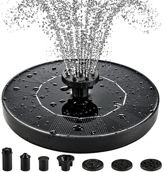 1.4W Solar Bird Bath Fountain Pump, Solar Fountain, Solar Powered Water Pump, Outdoor Water Fountain with 6-in-1 Nozzles, Free Standing Floating Solar Powered for Bird Bath, Pond, Pool, Outdoor