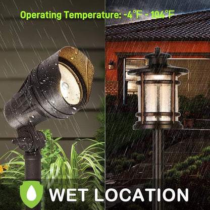 hykolity Low Voltage LED Landscape Kits, 12V-15V Pathway Flood Light Kits | 10W 390LM and 3.4W 155LM Wired for Outdoor Yard Lawn, Die-cast Aluminum, 50W and 30W Equivalent, 8 Pack
