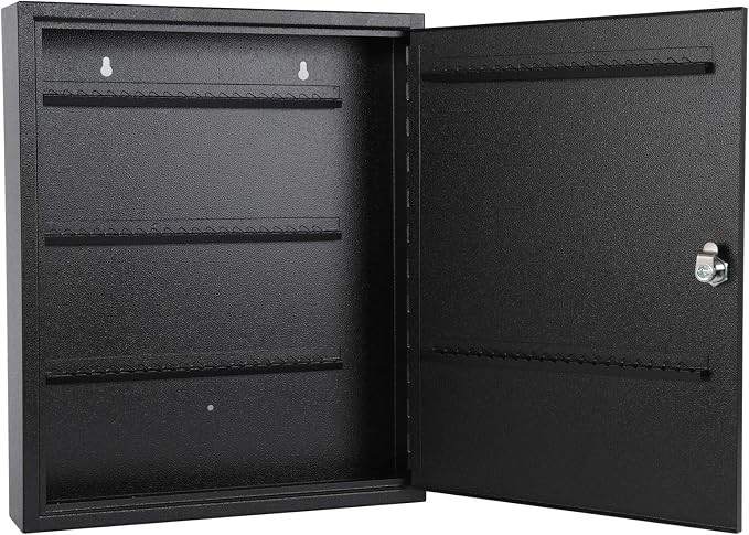 KYODOLED Key Lock Box, Wall Mount 100 Key Cabinet, Black | Numbered Key Storage Organizer, Secure Lock Box, Includes Key Hooks & Labels, Home, Office & Property Use, 17.1 x 14 x 3.1 In