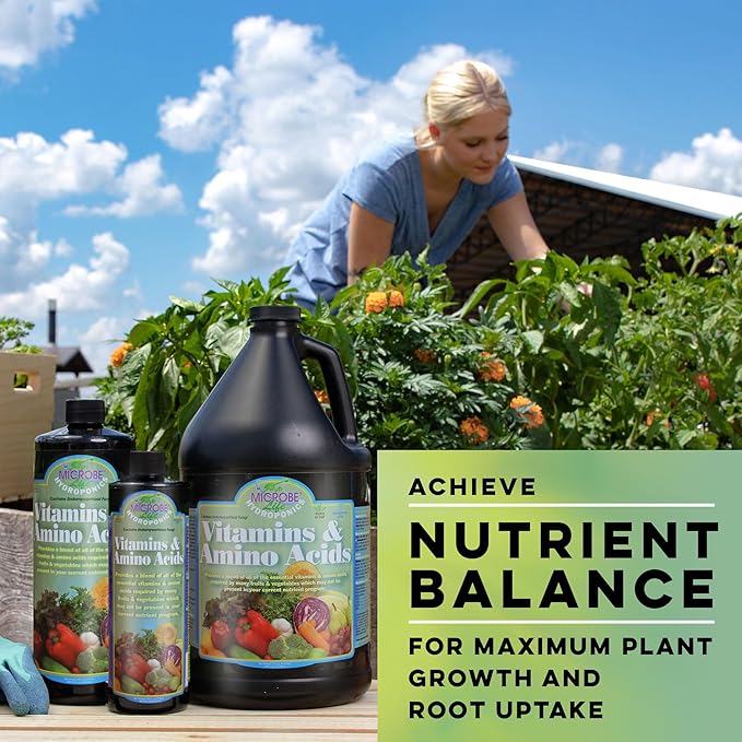 Microbe Life Hydroponics Premium Vitamins & Amino Acids Essential for Maximum Plant Growth and Root Uptake, Use with Any Feeding Systems Including Hydroponics or Soil, 32 Ounces