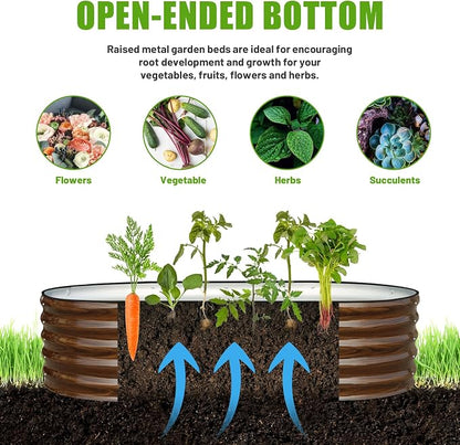 SnugNiture Galvanized Raised Garden Bed, 6x3x1.5ft Oval Metal Planter Box for Planting Outdoor Plants Vegetables