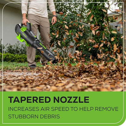 Greenworks 80V (700 CFM) Brushless Cordless Leaf Blower, (2) 2.5Ah Batteries and 45 Minute Rapid Charger