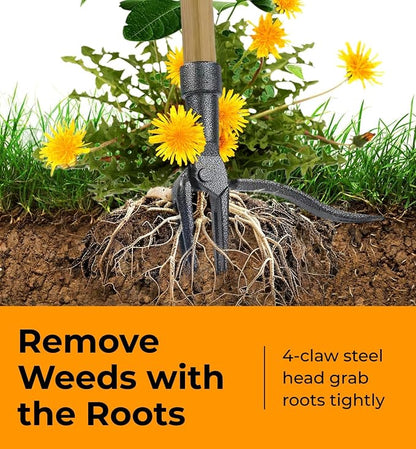 Craft911 Stand Up Weed Puller Tool with Long Handle - Dandelion Weeding Tool, No More Bending