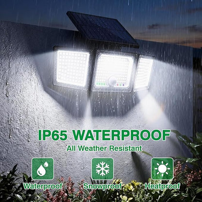 Solar Outdoor Lights Motion Sensor, 2500LM 286 LED Security Flood Lights with Visual Battery & Mode Display, 3 Lighting Modes, IP65 Waterproof 3-Head Wide Angle for Garage, Yard, Patio (6 Pack)