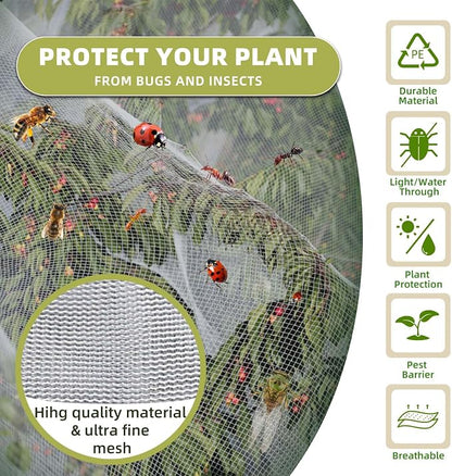 Bird Netting for Garden Protection, CANAGROW 4 Pack Garden Plant Mesh Covers Bags with Drawstring, Insect Bird Barrier Bug Netting for Fruit Blueberry Bushes Vegetable Flower (3.3x4.9FT)