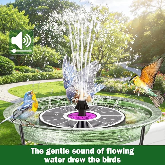SZMP Powerful 3.5W Anti-Drift Solar Fountain for Bird Bath, Solar Powered Water Pump with 7 Nozzles, Bird Bath Fountain for Garden, Pool, Pond – Attracts Hummingbirds (White)