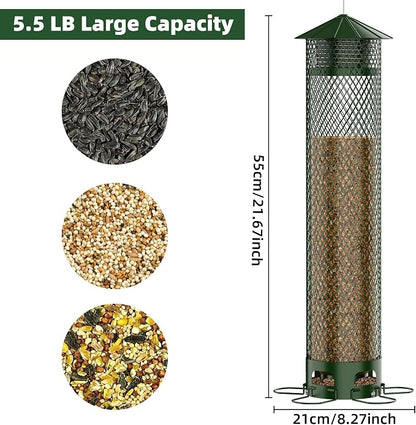 Metal Squirrel Proof Bird Feeders for Outdoors Hanging 5.5LB Lager Capacity