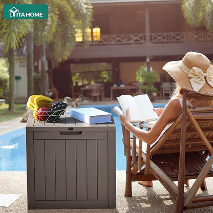 YITAHOME 31 Gallon Outdoor Storage Deck Box | Waterproof Resin Package Delivery and Storage Box with Lockable Lid for Patio Furniture Cushions, Pool Accessories, Garden