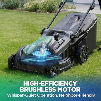 18" Electric Lawn Mower, 40V Cordless Lawn Mower with 2x5.0Ah Batteries & Charger, Brushless Motor, 2-in-1 Mulching & Bagging, 6-Position Height Adjustment, for Medium Yards