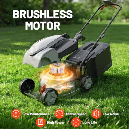 Litheli Lawn Mower Cordless 14 in, Grass Cutter Machine for 2800 Sq. Ft, Lawnmower with Brushless Motor, Cutting Height from 1 in to 2.5 in, Includes 1 * 5.0 Ah Battery and Charger