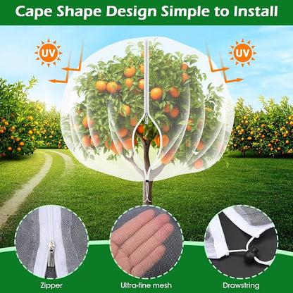 4'x6' Fruit Tree Netting Cover with Zipper and Drawstring | Ultra-Fine Mesh Garden Plant Insect Pest Net Barrier to Prevent Squirrel Bird Deer Cicadas Bag for Blueberry Tomato-1Pcs