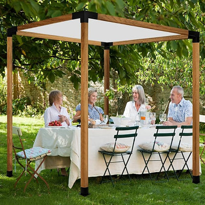 4 Pcs 4"x4" Pergola Brackets(Actual:3.6"x3.6") with 4 Pcs Post Base | 3 Way 90° Right Angle Corner Bracket|DIY Pergola Kit Support Patio Log Cabin Outdoor
