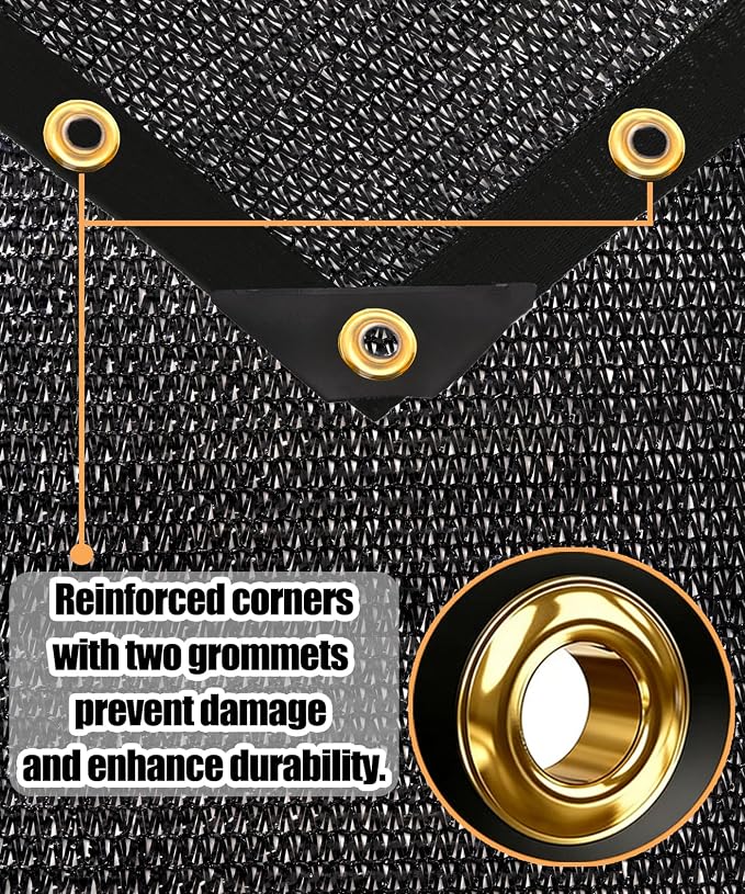 70% Black Sun Shade Cloth 10FT x 18FT, Outdoor Shade Netting with Grommets | UV Sunblock Fabric for Garden, Plants Cover, Greenhouse, Pergola, Patio, Porch & Chicken Coop,Tomatoes