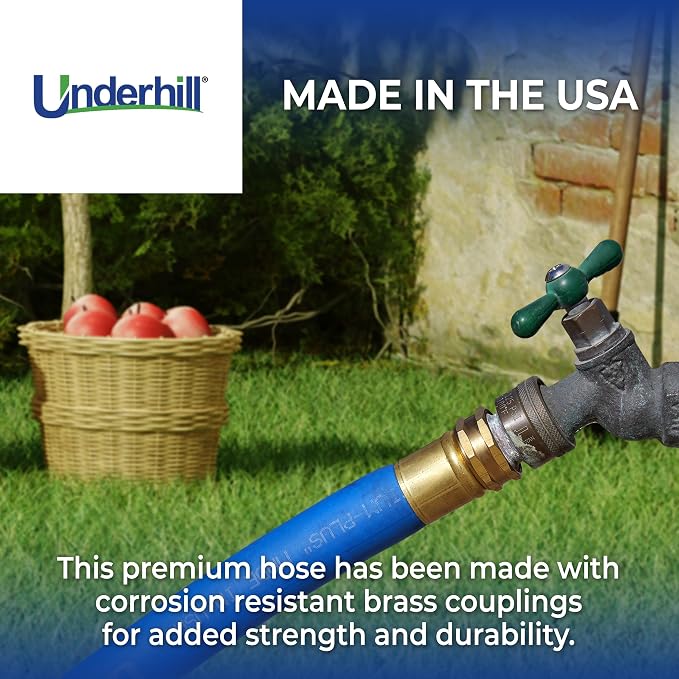 Underhill UltraMax Commercial Garden Water Hose 50 ft, Lightweight, Flexible, Anti-Kink, All Weather, 1200 psi, H75-050B, 3/4 Inch x 50 ft, Blue