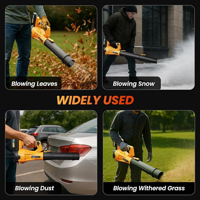 Cordless Leaf Blower with 4.0Ah Battery and Charger, Powerful Electric Leaf Blowers with 6 Adjustable Wind Speed, Lightweight Portable Leaf Cleaner for Patio, Lawn Care, Leaves Dust Cleaning