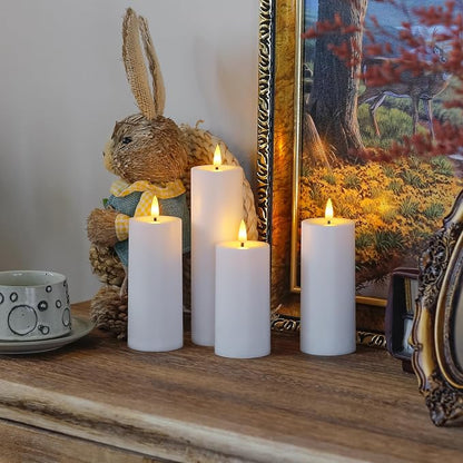 Flameless Waterproof 2.2" x4" 4" 5" 5" 6" 6" 7" 7" Pillar Candles with Remote Control and Timer, LED Battery Operated Plastic White Pack of 8 Outdoor Flickering Warm Light