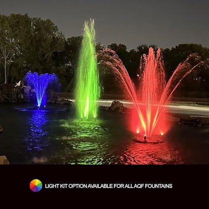 Half Off Ponds 1.75 HP Floating Fountain & Aerator | 14,800 GPH output, 11 spray patterns, White LED lighting, 200 ft heavy-duty cord, Energy-efficient