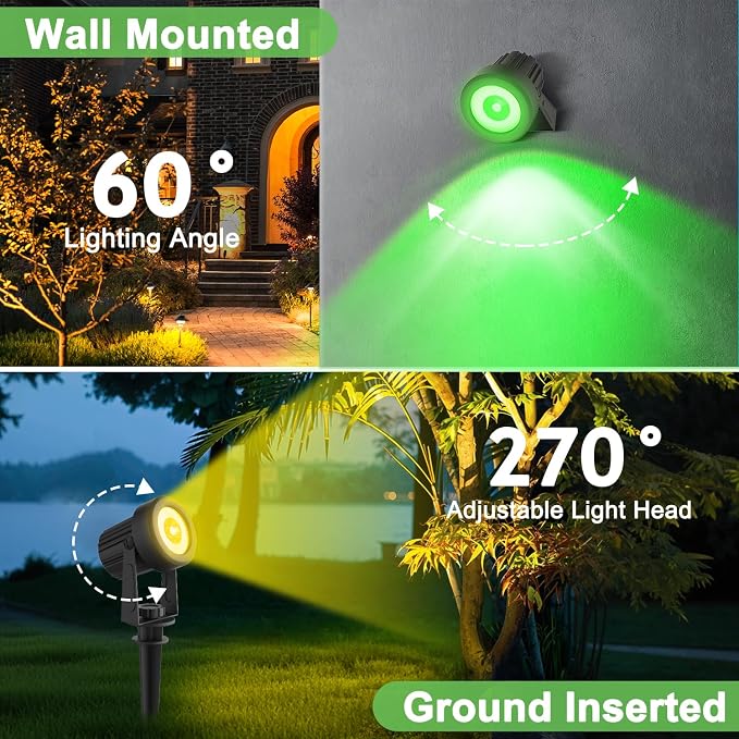 Solar Spotlights Outdoor Waterproof, RGB Landscape Spotlights, Christmas Decorative Solar Spot Lighting for Garden, Yard, Pathway, Lawn, Poolside, Party, 4-in-1 Mounted (RGB, 1 Pack)