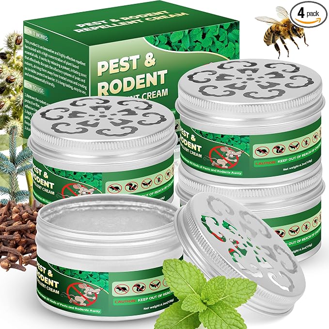 4 Pack Natural Wasp Repellent, Peppermint Carpenter Bee Repellent for Hornet, Yellow Jacket, Mud Wasp Deterrent for Indoor Outdoor Patio Garden Porch, Long-Lasting Protection | Pet Safe, Ready to Use
