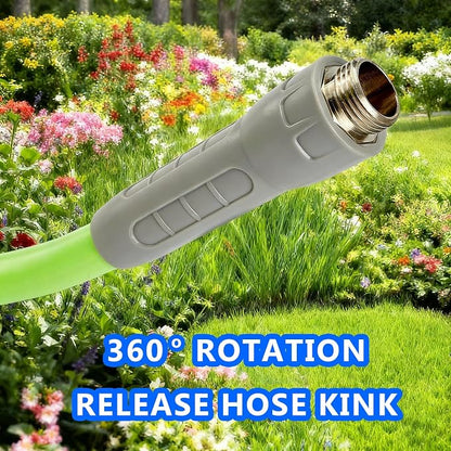 HQMPC Garden Hose 5/8"IDx100' Hose for lawn irrigation Hybrid Hose with Swivel Handle For Garden watring durable Water Hose with Brass Hose Fittings (100 FEET) Light Green
