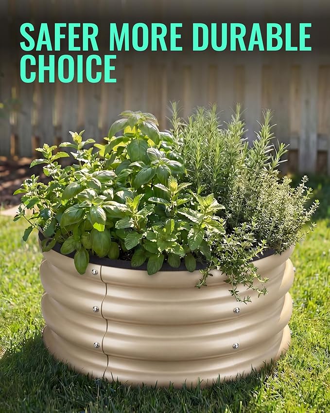 ZXZYHFTY Raised Garden Bed, 0.6 mm Galvanized Steel Round Planter Box with Open Bottom, Metal Raised Garden Bed for Vegetables Flowers Herbs Mailbox Planter Accent, 2 x 2 x 1 FT, 2 Pack White