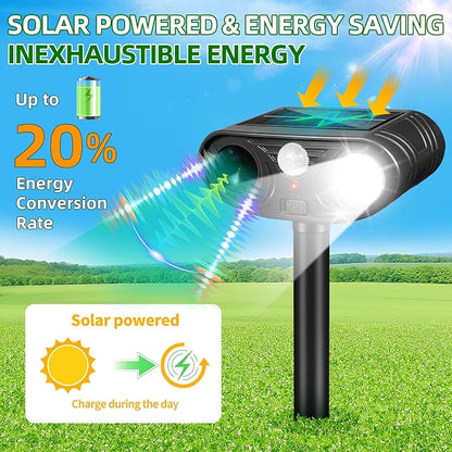 2 Pack Sonic Fortress Pro Deer Repellent Solar Animal Repellent Outdoor | Strobe Light, Waterproof Squirrel Cat Repellent Outdoor Rabbit Bird Raccoon Deterrent for Yard Garden Farm