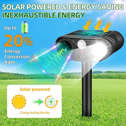 4 Pack Sonic Fortress Pro Deer Repellent Solar Animal Deterrent Outdoor | Motion Activated Deer Repellent Device Cat Deterrent Outdoor Squirrel Raccoon Fox Rabbit Repeller for Garden Yard Farm