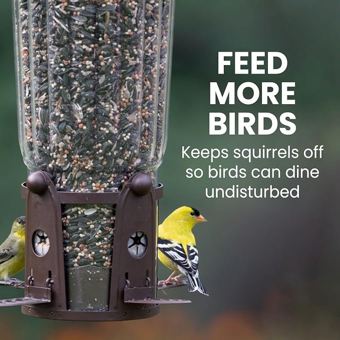 Perky-Pet Squirrel-Be-Gone Max Bird Feeder, (4) Flexport Feeding Stations | Squirrel-Proof Metal Hanging Feeder for Outdoors, Weight-Activated Ladder-Style Perches, 4lb Seed Capacity, 334-1SR