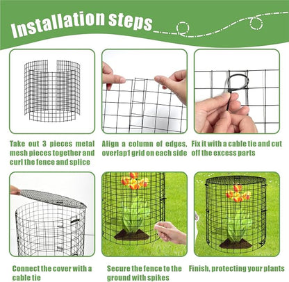 Garden Plant Protectors from Animals,Metal Plant Cage Chicken Wire Cloche with Ground Stakes and Nylon Tie,Garden Plant Protectors for Flower Vegetable to Keep Animals Out-11.8"x 12.6" (6)