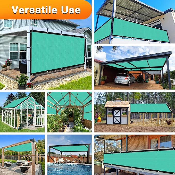 Artpuch Outdoor Pergola Shade Cover 7' X 18' Sun Shade Cloth with Grommets, 90% UV Protection Canopy Patio Privacy Screen (Customized Available) GN107, Turquoise