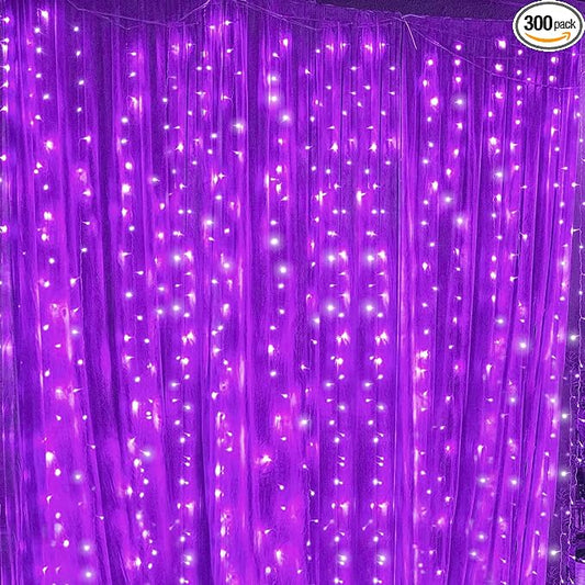 Twinkle Star LED String Curtain Light, Purple, 6 Inches | Indoor Outdoor, Halloween Wedding Party, Home Garden Bedroom Wall Decoration