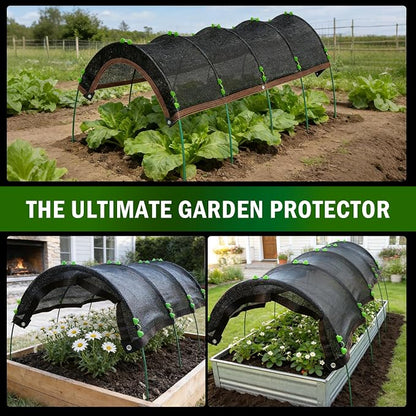 Uyittour Garden Shade Kit 78.7"x39.4", 70% Black Shade Cloth with Hoops for Plants, Raised Garden Bed Shade Cover for Heat Protection, Sun Shade for Outdoor Vegetables, Flowers & Greenhouse