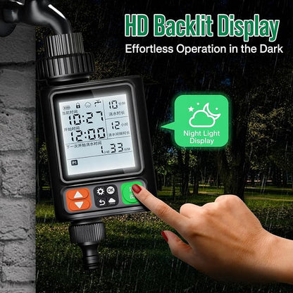 Sprinkler Timer for Garden Hose,3.3" LCD Display,10 Independent Watering Programs,Automatic Rain Delay,Outdoor Faucet Water Timer with Manual Mode,IP54 Waterproof for Lawn Yard Irrigation