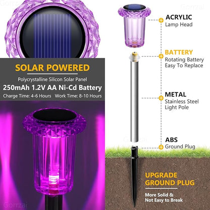 Halloween Solar Lights Outdoor 10 Pack Purple Solar Pathway Lights Outdoor Halloween Decorations Waterproof Yard Lighting for Driveway Garden Walkway Path Landscape Lawn