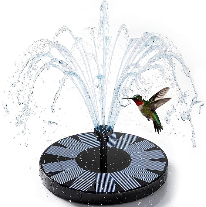AISITIN Solar Fountain Pump 2.5W, 6.7" Solar Powered Water Fountain Pump for Bird Bath, solar pump for fountain with 6 Nozzles for Garden, Ponds, Pool, Fish Tank, Outdoor and Aquarium