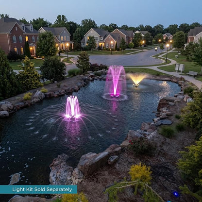 Half Off Ponds 1.2 HP Floating Fountain & Aerator | 10,000 GPH output, 11 spray patterns, 200 ft heavy-duty cord, Energy-efficient, Improves water quality