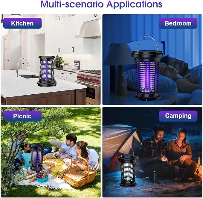 Solar Bug Zapper Outdoor & Indoor with 1.5W+4.5W Dual Solar Panel 2026, USB Rechargeable Electric Mosquito Zapper for Flies Gnats Moths, Fly Trap for Home, Patio, Backyard, Camping, Garden