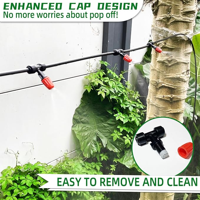 40PCS Push-to-Fit Drip Irrigation Micro Spray Emitters for 1/4 inch Irrigation Tubing, Three-Way Adjustable Atomizing Nozzle, Irrigation Dripper Sprinklers for Garden Greenhouse Agricultural