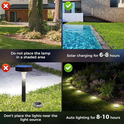 Peasur Mini Solar Ground Lights, 24 Pack Flat Solar Disc Lights Outdoor Waterproof, 2.3 Inch Small Solar Garden Lights Landscape Lighting for Outside Pathway Garden Yard Lawn Walkway,Warm White